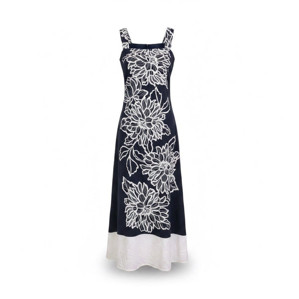 Vince Camuto Womens Black White Rayon Floral Sleeveless Maxi Dress Size M