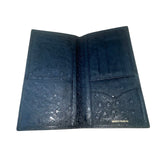 Ostrich Pigskin Black Bi-Fold Embossed Leather With Multiple Card Slots Wallet