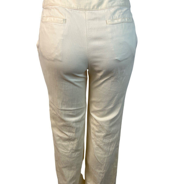 Banana Republic Womens Cream High-Waisted Slim Fit Pants With Hook Sz 6