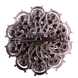 Vintage Unknown Womens Silver Tone Brooch Floral Design Gray & Clear Stones