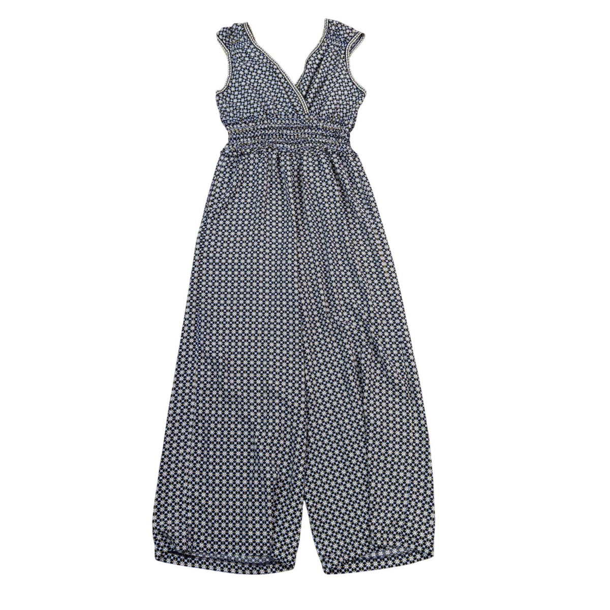 Max Studio Womens Blue V-Neck Sleeveless Geometric Jumpsuit Size S