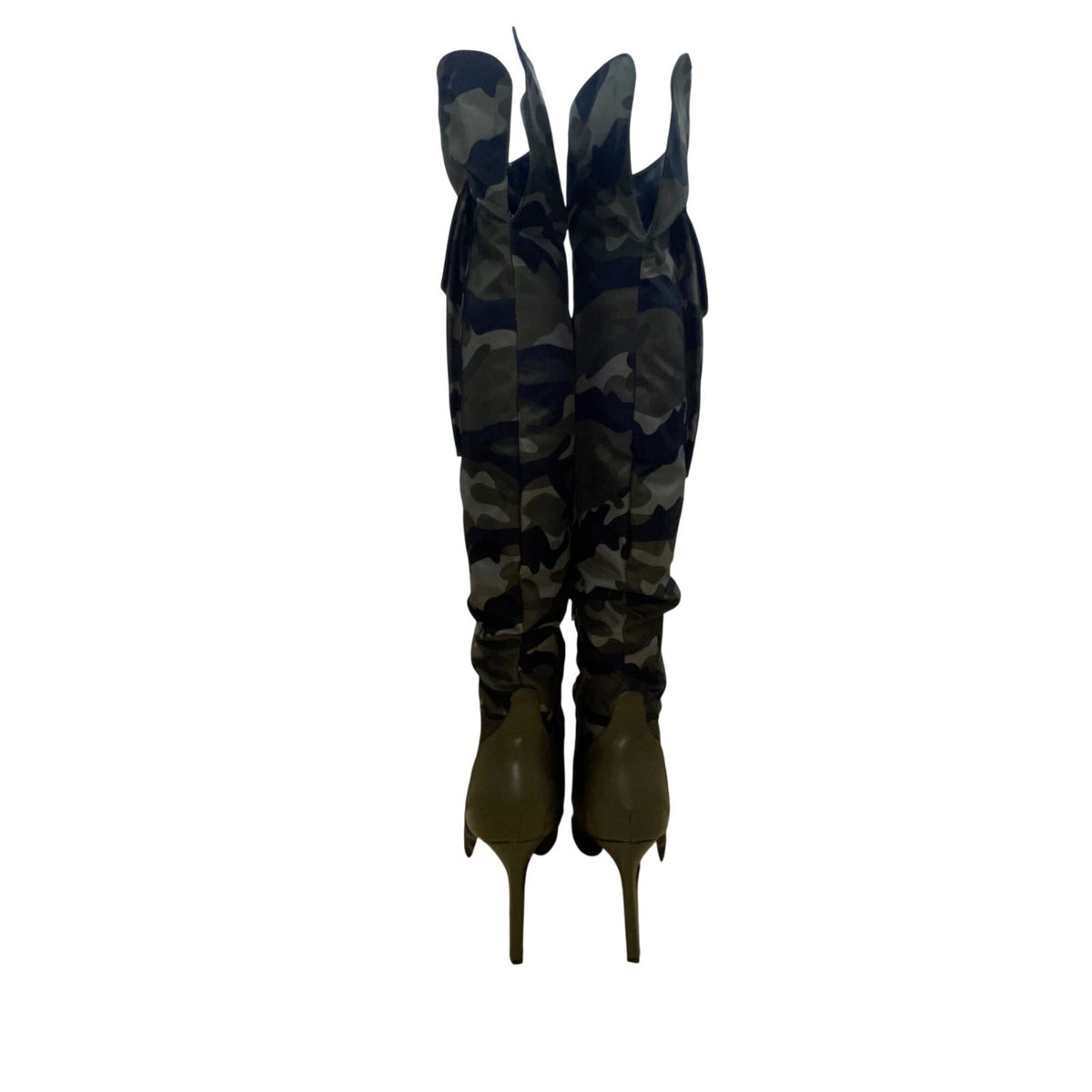 ShoeDazzle Women’s Green Camo Over-The-Knee High Heels Stiletto Boots Size 8