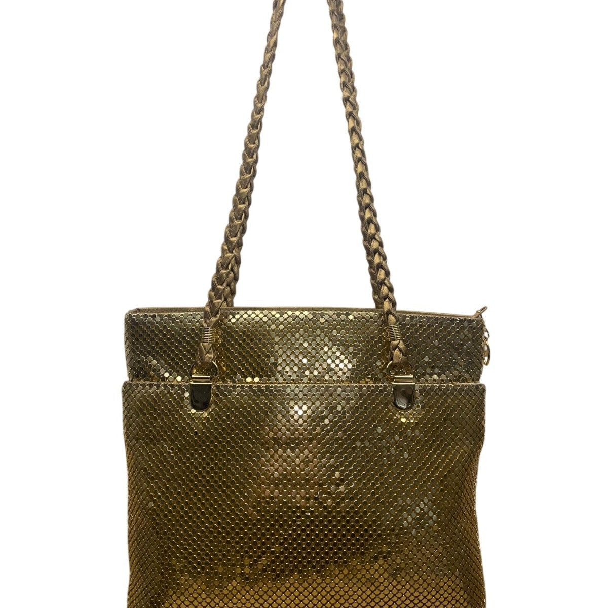 Empire Orr Women’s Gold Metallic Mesh Double Strap Zip Closure Shoulder Bag