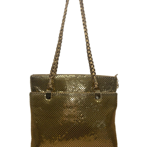 Empire Orr Women’s Gold Metallic Mesh Double Strap Zip Closure Shoulder Bag