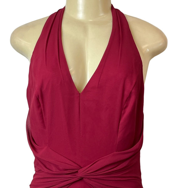 Bill Levkoff Red Cranberry Long Haltered Womens Dress Sz 10 - New
