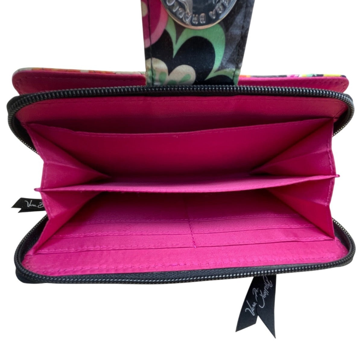 Vera Bradley Women’s Black Multicolor Quilted Floral Pattern Turnlock Wallet