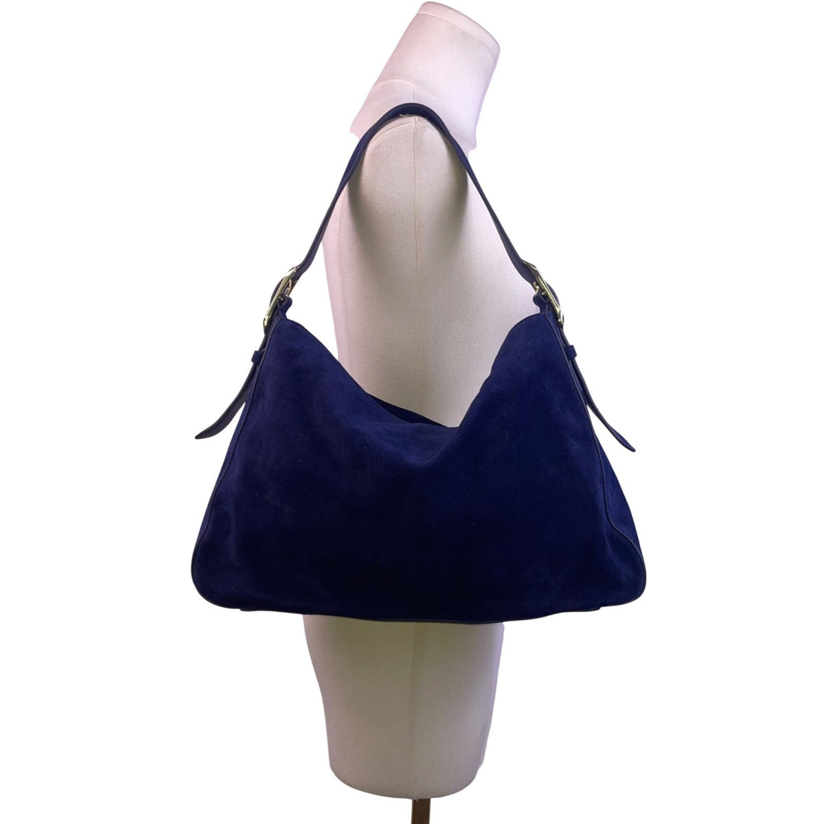 J.Crew Women’s Navy Blue Cow Suede Shoulder Adjustable Strap Soft  Satchel Bag