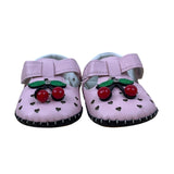 Xinqi Baby Girls Pink Cherry Design Heart Cutouts & Adhesive Strap Shoes Sz 16