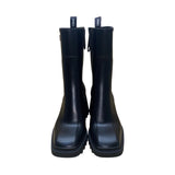 Chloe Women’s Black Rubber Zip-Up Chunky Heel Square Toe Betty Rain Boots Sz 10
