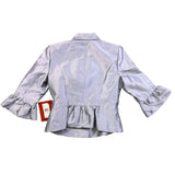 JS Collections Womens Silver Ruffled Peplum Blazer Jacket Size 8
