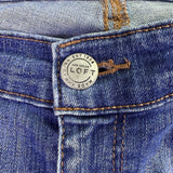 Ann Taylor Loft Womens Blue Denim Jeans Raw Hem Slim Straight Mid-Rise Size 30