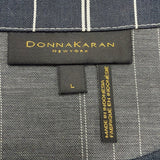 Donna Karan Womens Navy Cotton-Blend Stripe Belted Dress Size L