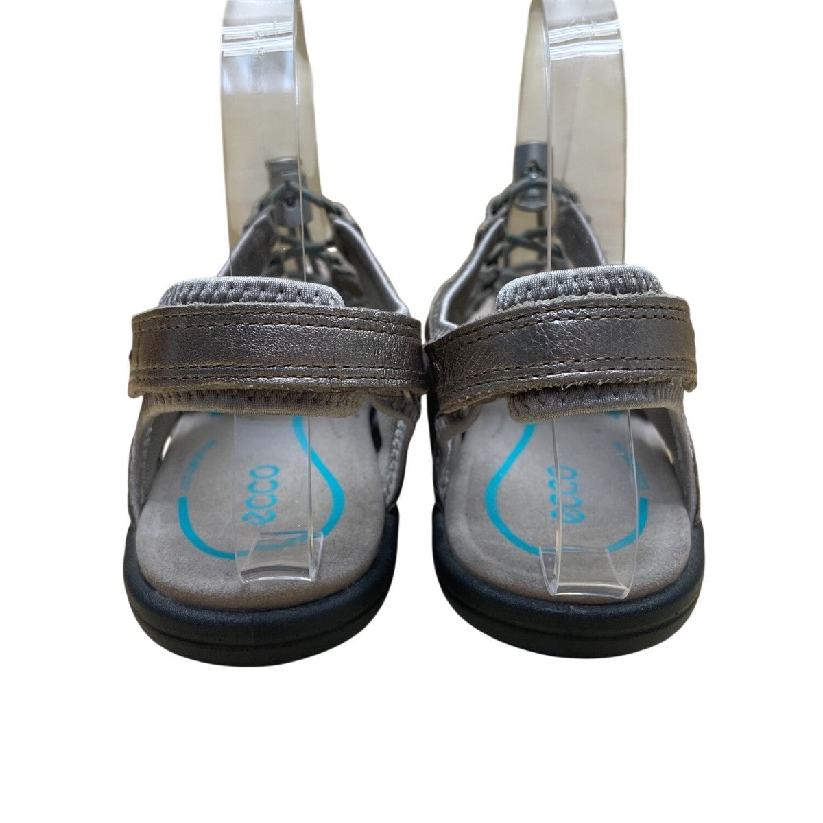 Ecco Women’s Metallic Gray Leather Adjustable Strap Open Toe Sandals Size 39