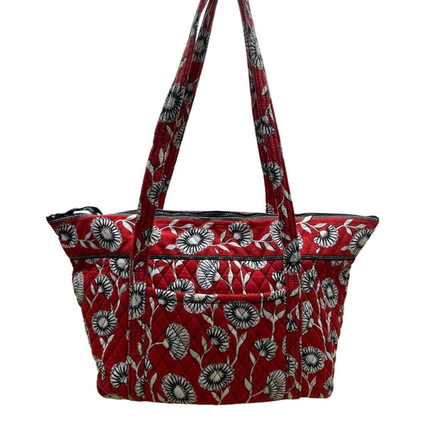 Vera Bradley Women’s Red Floral Quilted With Double Straps Tote Bag