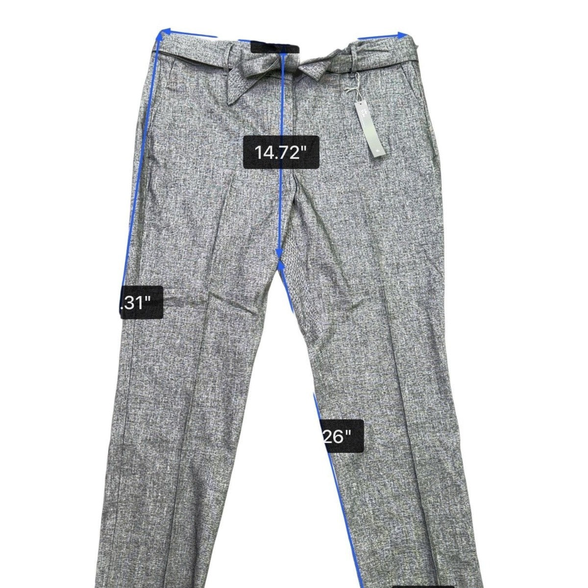 Loft Womens Gray Linen Blend Tapered Pants Tie Waist High Rise Size 16