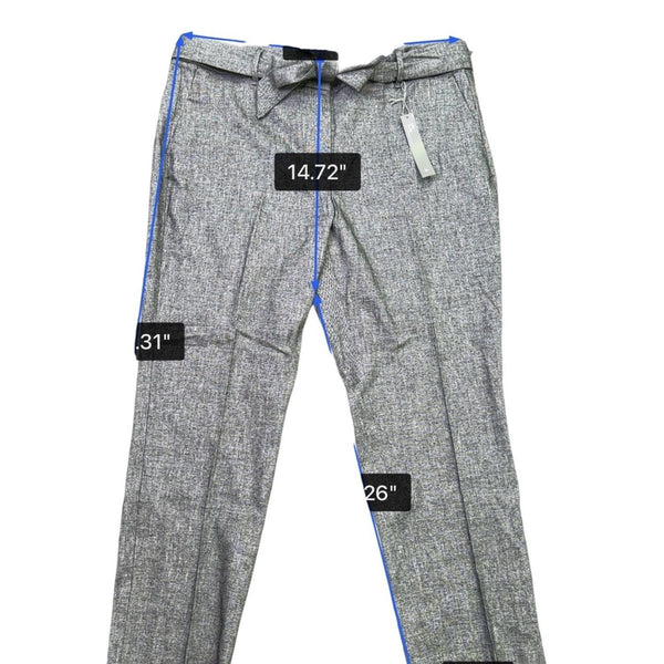 Loft Womens Gray Linen Blend Tapered Pants Tie Waist High Rise Size 16