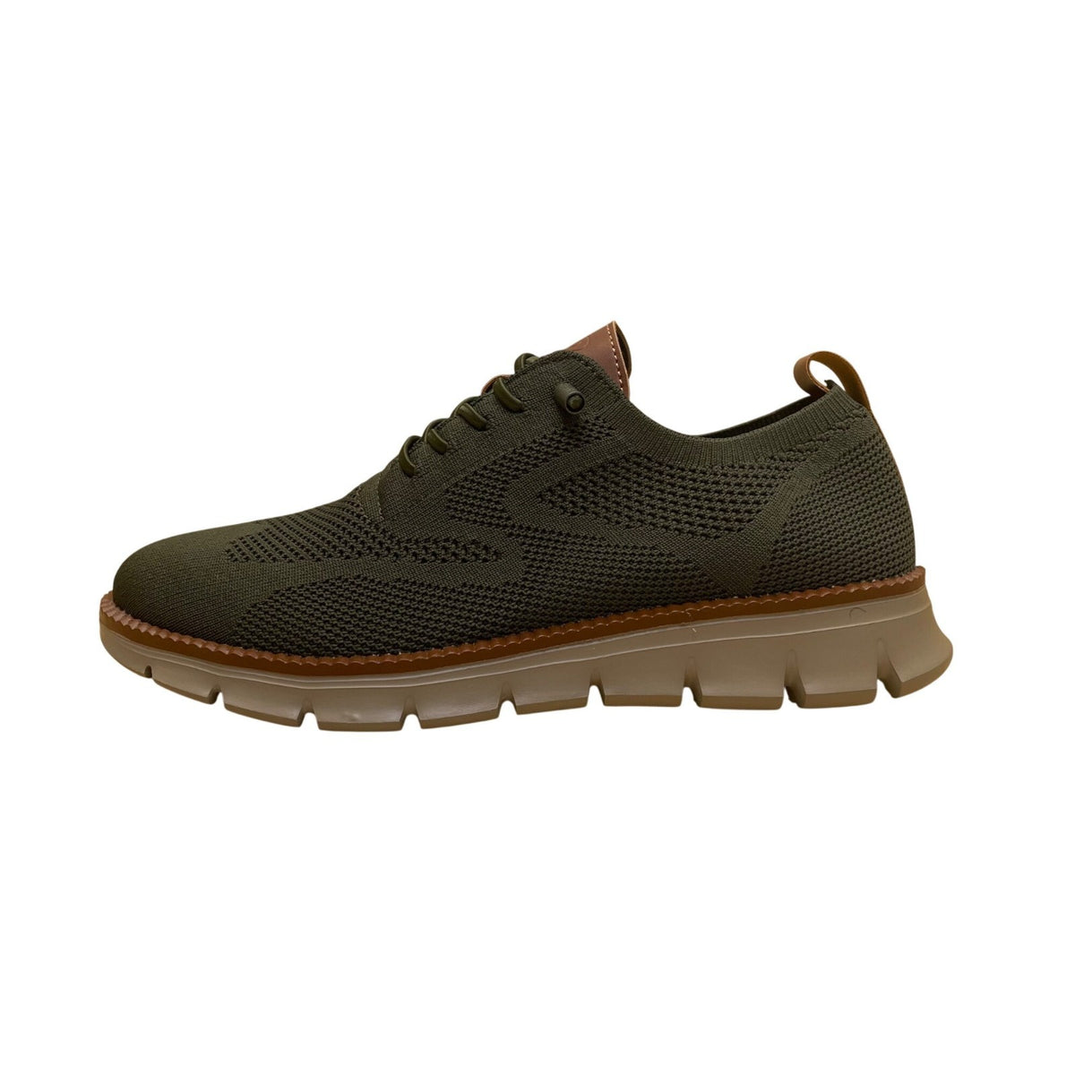 Leisure Men’s Green & Brown Knitted Mesh Lace-Up Casual Oxford Shoes Size US8