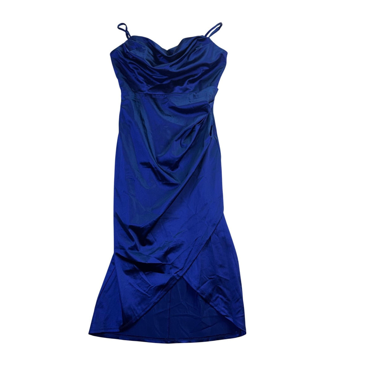 Emerald Sundae Womens Cobalt Stretch Satin Strappy Midi Dress Size L