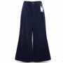 Uniqlo Womens Navy Cotton High-Waisted Corduroy Wide Cropped Pants Size 2