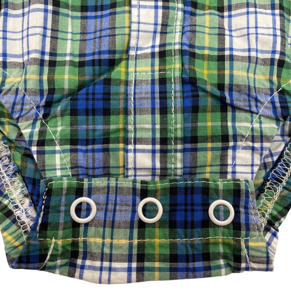 Carters Baby Boys Green & Blue Plaid Button-Up Bodysuit Size 3M - New