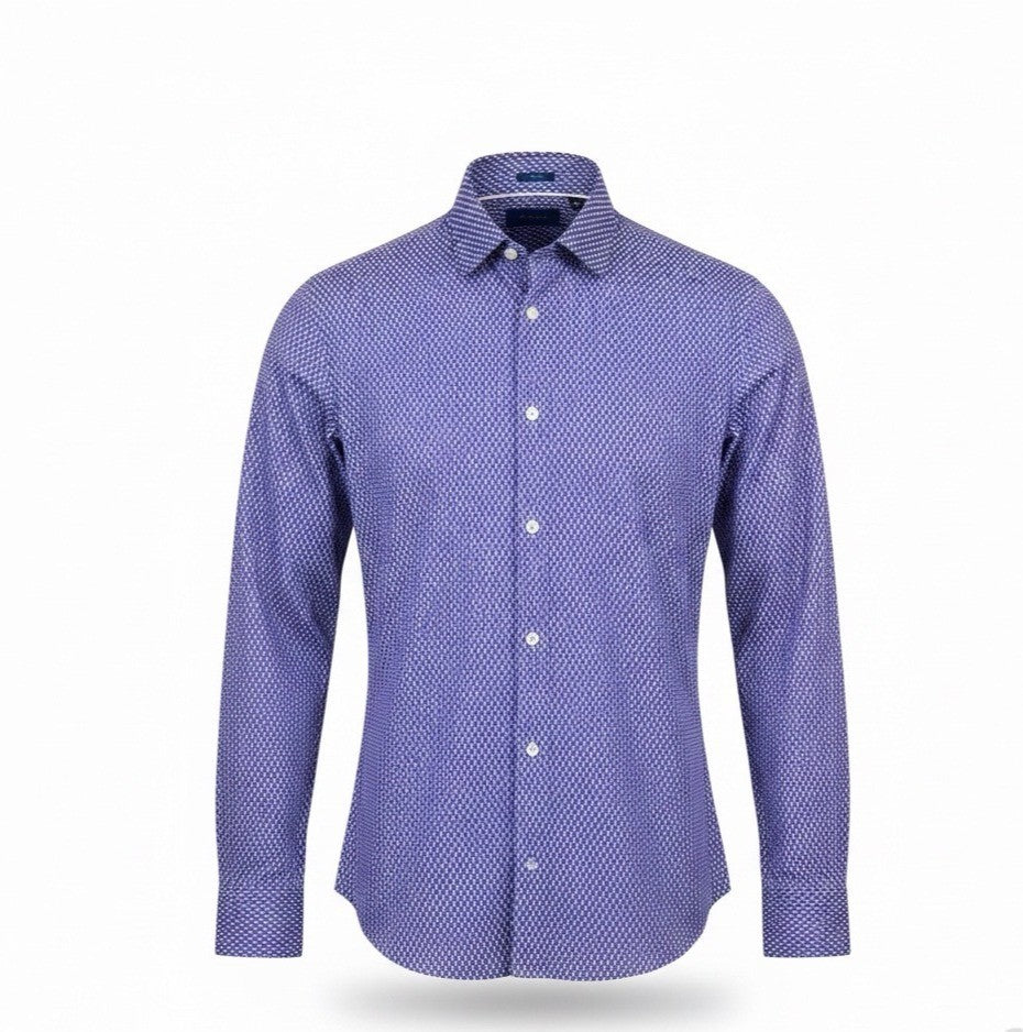Fairlane Mens Blue Stretch Slim-Fit Patterned Button-Up Shirt Size M