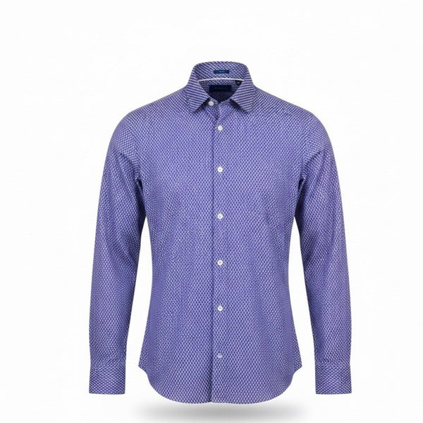 Fairlane Mens Blue Stretch Slim-Fit Patterned Button-Up Shirt Size M