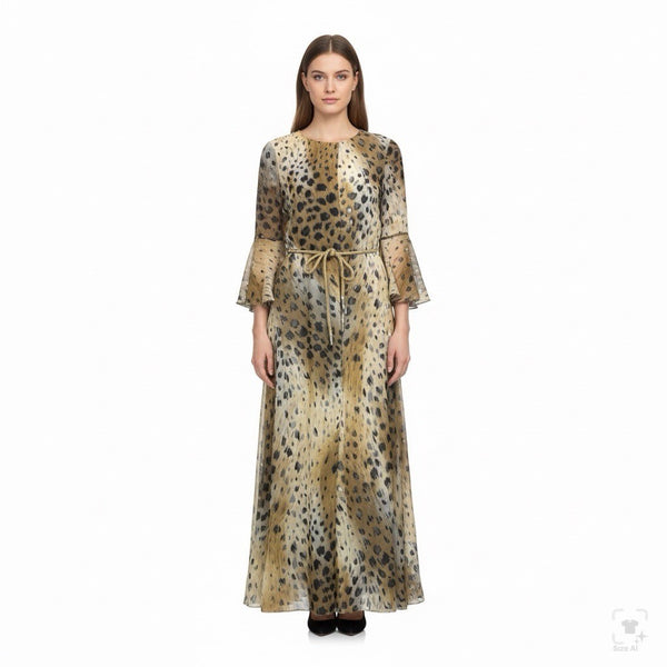 Lafayette 148 Womens Animal Print Silk Dress With Leather Belt Midi Flowy Sz 2
