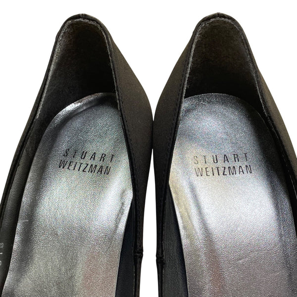 Stuart Weitzman Women’s Black Satin Platform Evening High Heel Pumps Size 6.5