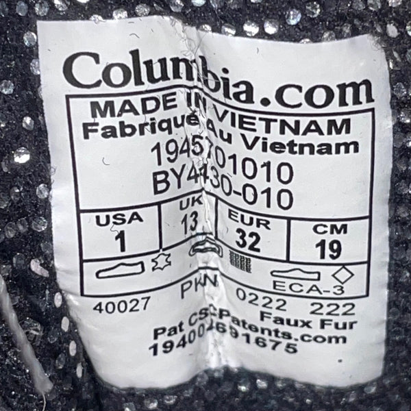 Columbia Youth Black Faux Fur Lined Waterproof Winter Snow Boots Size 1