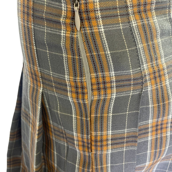 Plaid Pleated Mini Skirt With Button & Zipper Closure Size M - New