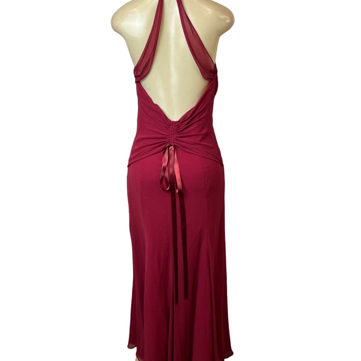 Bill Levkoff Red Cranberry Long Haltered Womens Dress Sz 10 - New