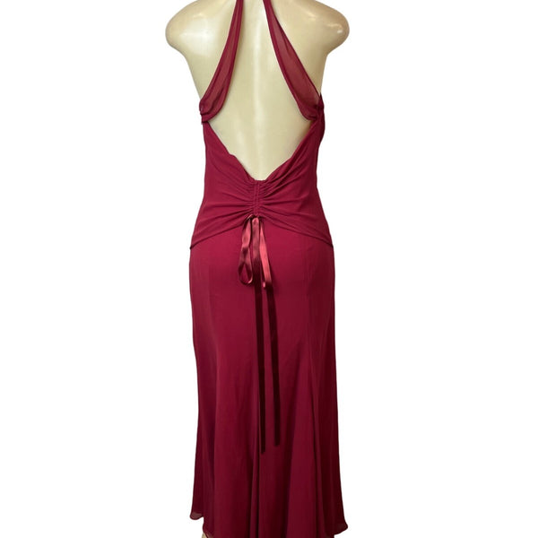 Bill Levkoff Red Cranberry Long Haltered Womens Dress Sz 10 - New