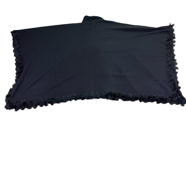 Jones New York Womens Black Wool Blend Faux Fur Trim Poncho Cape One Size