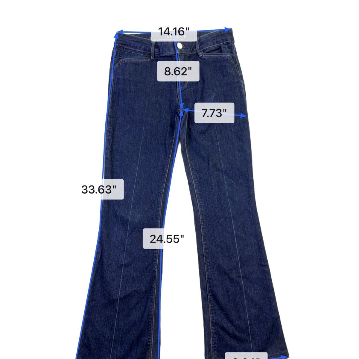 White House Black Market Womens Dark Blue Denim Skinny Flare Jeans Size 2