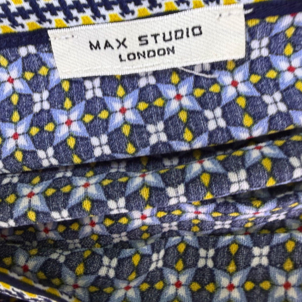 Max Studio Womens Blue V-Neck Sleeveless Geometric Jumpsuit Size S
