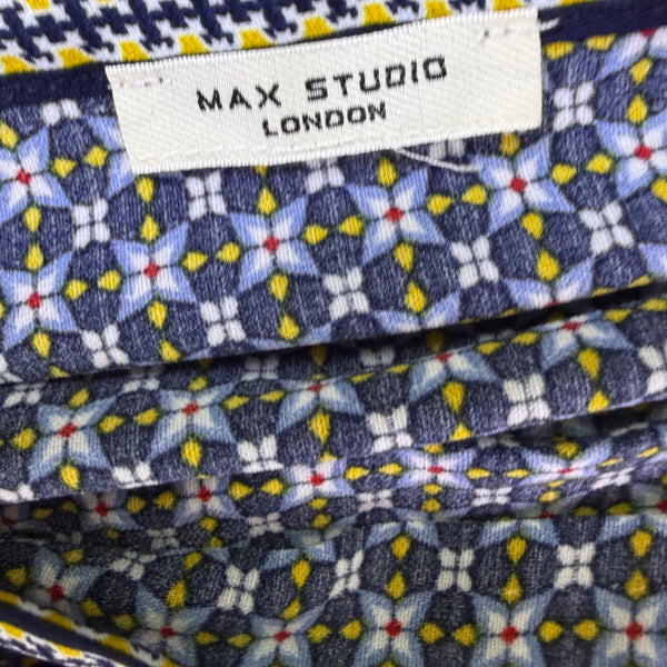 Max Studio Womens Blue V-Neck Sleeveless Geometric Jumpsuit Size S
