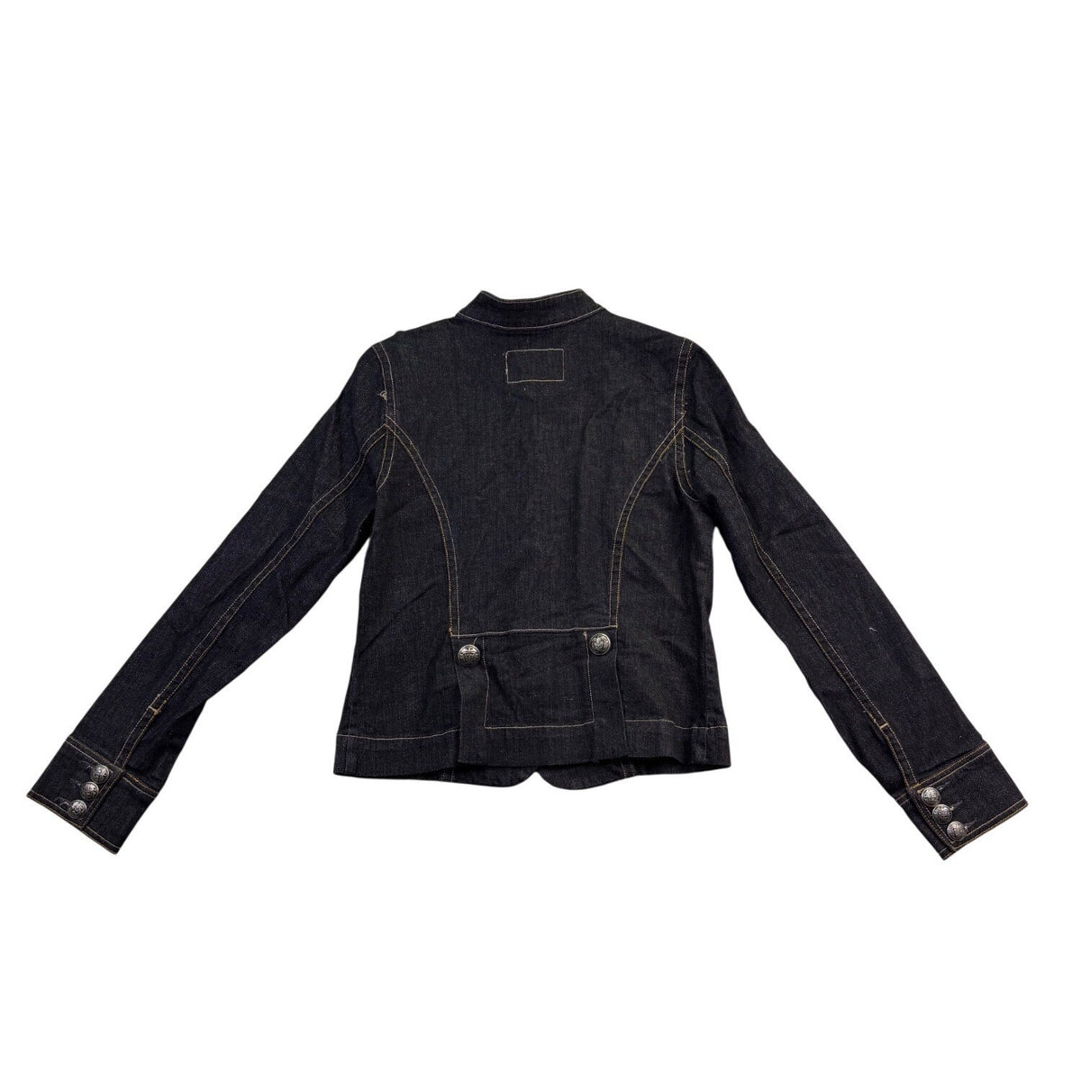 Old Navy Womens Black Denim Button-Up Stretch & Fitted Jacket Size M