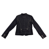 Old Navy Womens Black Denim Button-Up Stretch & Fitted Jacket Size M