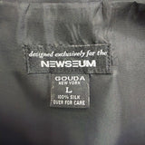Gouda New York Womens Black & Ivory Newspaper Print Vest Stylish Button Up Sz L