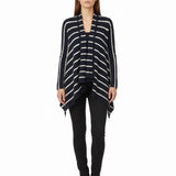 Zara Womens Navy Striped Open Front Cardigan Sweater Sz M