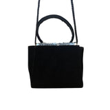Confetti Women’s Black Velvet & Sequin Holiday House Handbag With Handle & Strap