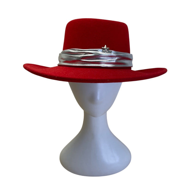 Vintage Dorfman Pasific Red Wool Felt Hat WMetalic  Ribbon