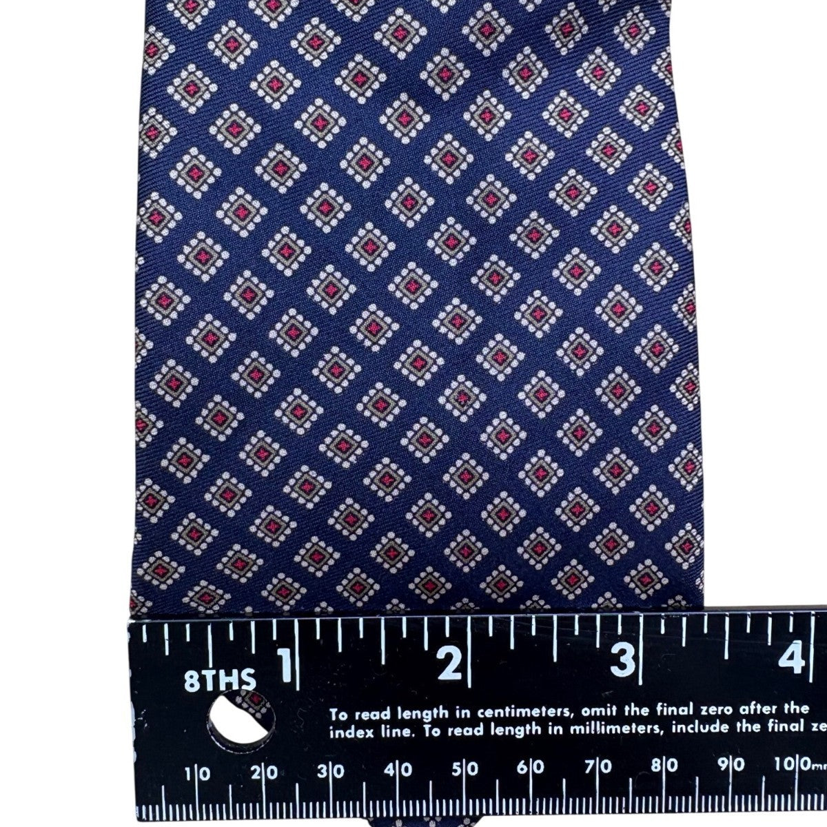 Jos A Bank Mens Navy Silk Geometric Pattern Classic Tie 100% Silk