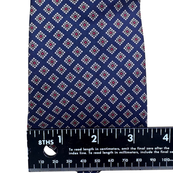 Jos A Bank Mens Navy Silk Geometric Pattern Classic Tie 100% Silk