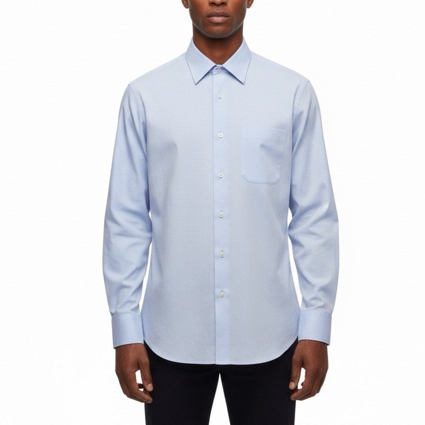 John W. Nordstrom Mens Light Blue Dress Shirt Traditional Fit Sz15.5
