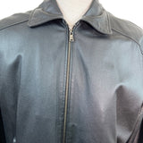 Oil Company Mens Black Leather Jacket With Front Zip & Side Pockets Size L