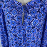 Banana Republic Womens Blue Floral-Print Long-Sleeve Blouse  Size S