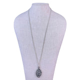 Sterling Silver 925 Womens Floral Textured Pendant Necklace With Chain