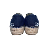 Soludos Women’s Blue Jute White Embroidery Slip-On Espadrilles Shoes Size 8