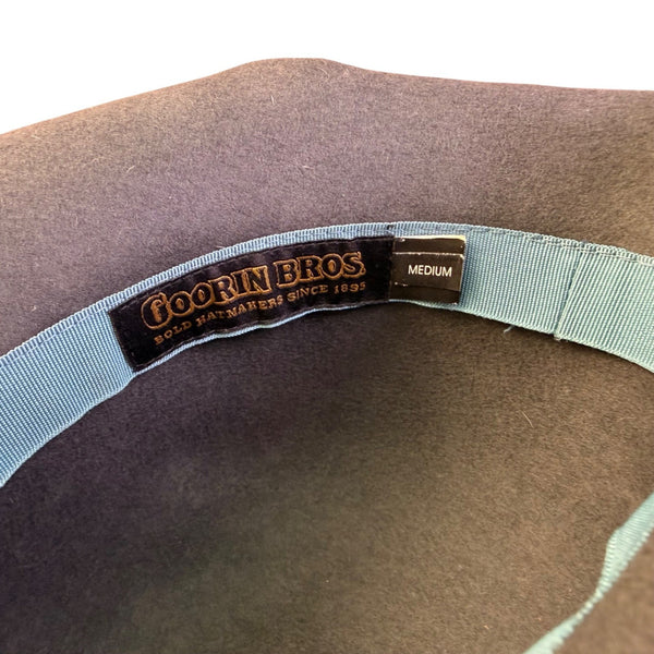 Goorin Bros Womens Grey Felt Cloche Hat With Feather & Black Ribbon Accent Sz M